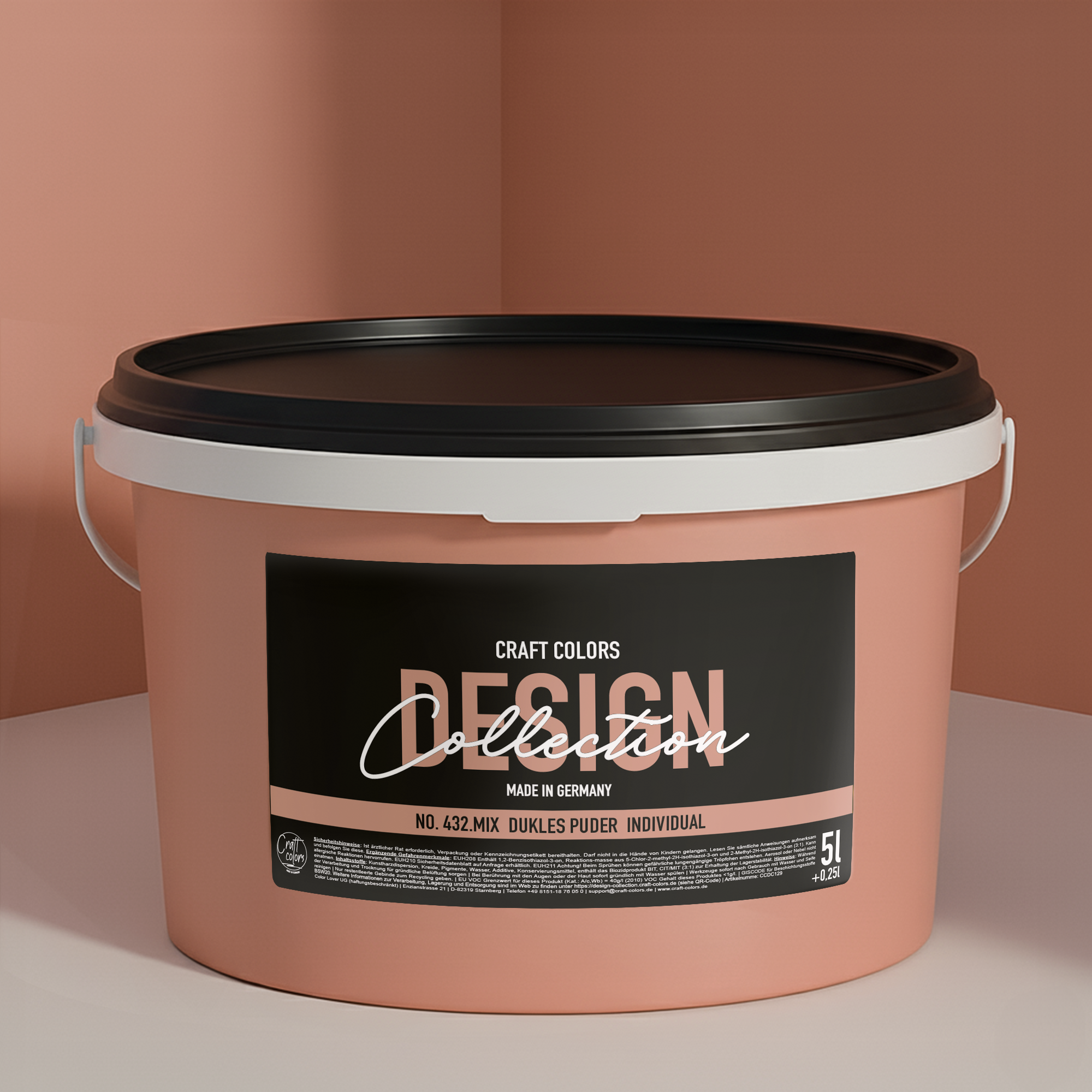 Wandfarbe dunkels Puder No. 432.mix Individual ( 5,25 L) edelmatt