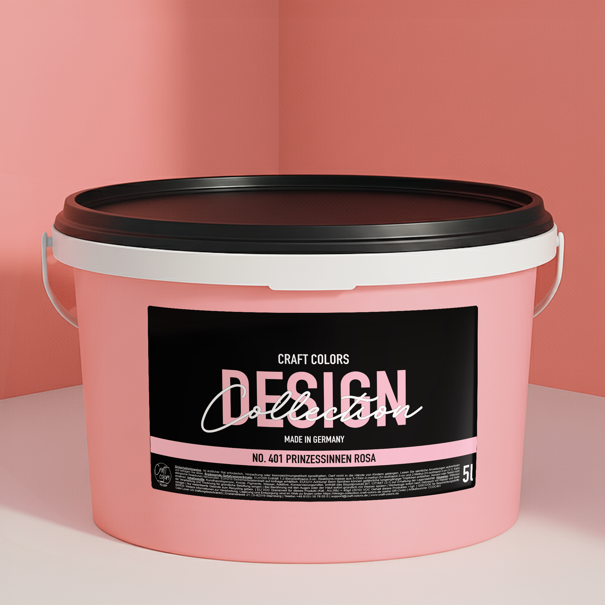 Pittura Murale Opaco Pregiato Rosa Baby Principessa N° 401 Design Collection 5L
