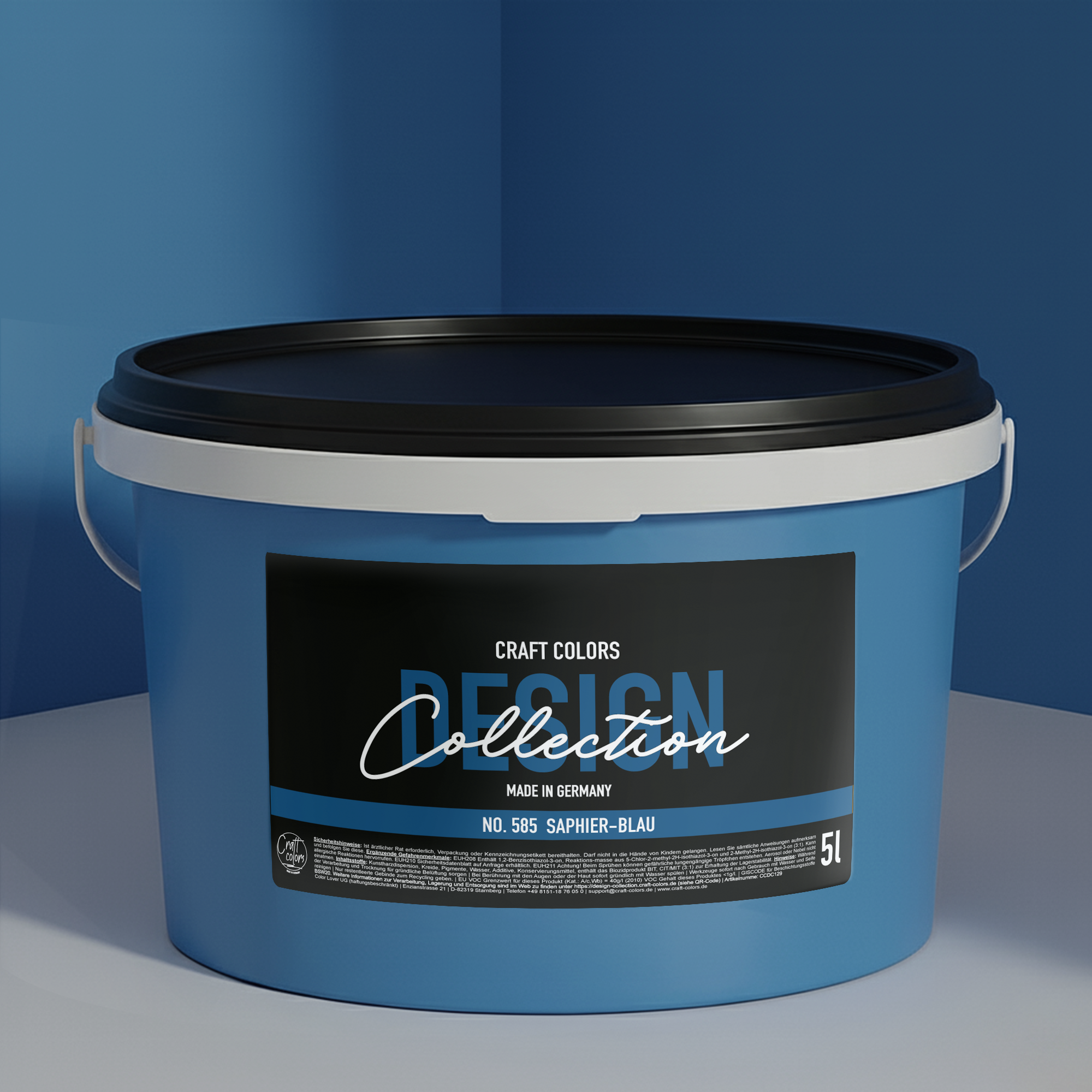 Wandfarbe Saphierblau No. 353 Design Collection ( 5L ) edelmatt